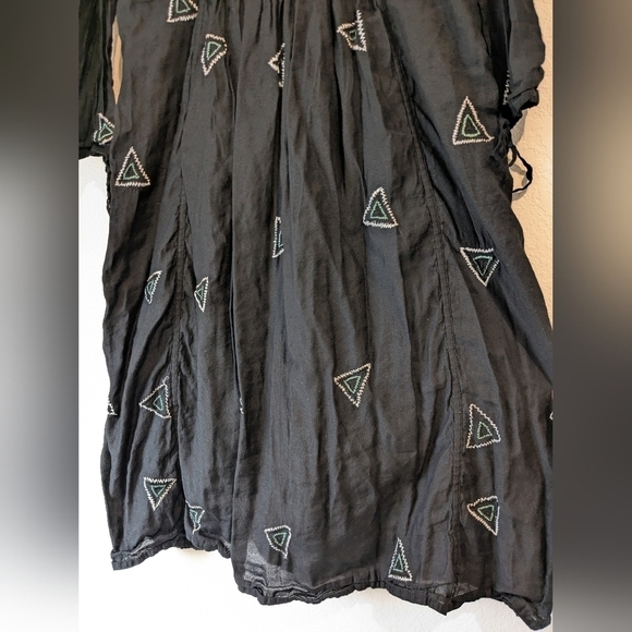 Rujuta Sheth Black Embroidered Silk Cotton Blend Flowy Midi Tanya Dress - Picture 9 of 14